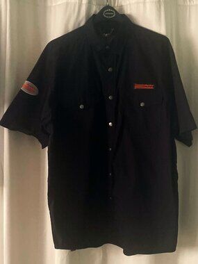 Harley Davidson Black Button Front Biker Shirt XL 100% Cotton